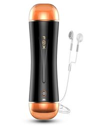 Fox Automatic Dual Channel 10mode Vibration Adult Male Masturbation Cup réaliste Pocy Pussy Vagin Oral Sex Toys for Men Y13036600