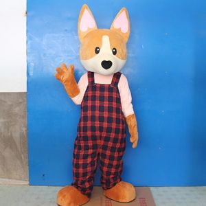 Fox dog mascotte kostuum gevuld dier gele pluche honden fursuit props activiteit outfit uniexs wandelen cartoon