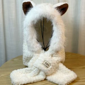 Fox Ear Hat Sjaal Eendelige hoed voor dames in de winter Schattig pluche en fury dier 11 419