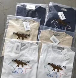 Fox broderie Maison Kitsune Tees broderie femmes hommes t-shirts t-shirts hiphop surdimensionnés Men de coton