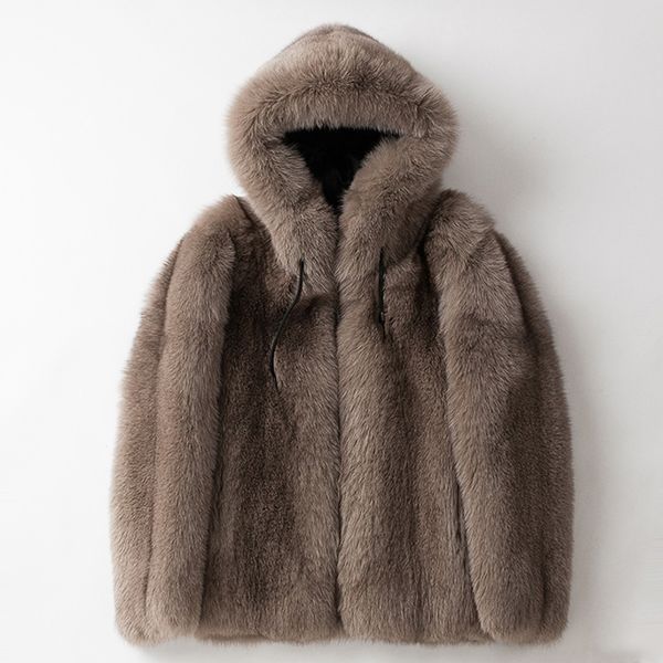 Manteau de fourrure de renard hommes veste à capuche épaisse Boutique à la mode mâle manteaux minces taille S-5XL automne hiver vestes homme vêtements coupe-vent