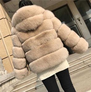 Fox Fur Coat Femmes Hiver Fashion Faux Veste de fourrure à renard moelleuse avec tenue de capuche Sweats à capuche Généfices Men de mafluche à capuche femelle Y0908361989