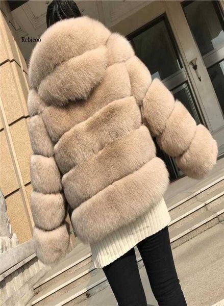 Fox Fur Coat Femmes Hiver Fashion Fauteuse Veste de fourrure à renard moelleux avec tenue de capuche Sweats à capuche Généfices Men de mafluche à capuche femelle Y0906374480