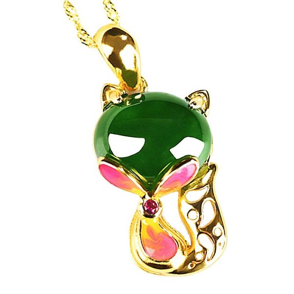 Renard Long Colliers Pendentifs Pour Femmes Jade Collier Nouvelle Mode Simple Élégant À La Mode Bijoux Chandail Chaîne Collier