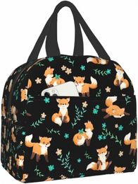 Sac à lunch fox pour femmes hommes boîte à lunch isolée Wable Lunch Ctainer Cooler Tote Bag Boîte réutilisable pour le travail pique-nique R7mU #