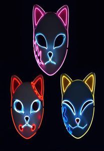 Fox Mask Halloween Party Japanese Anime Cosplay Costume Festival LED Festival Favor accessoires Face Light Masks Dhla076586441