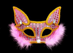 Renard masque Halloween autocollant bal costumé nouvel an accessoires de fête loup plume spectacle passerelle Animal masque pour les yeux cadeaux chauds