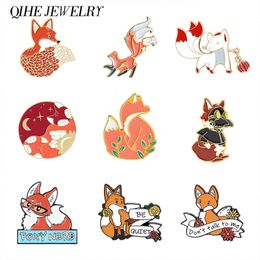 Collection d'épingles de renard broches d'animaux être assez citation lettre drôle silencieux épinglette renard Badges bois bijoux