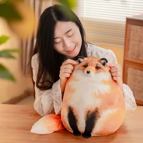 Fox almohada de felpa gato animales de peluche peluches suaves muñeca mapache cuerpo lindo gatito tiro regalo para niñas 240103