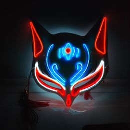 Renard lapin Halloween LED mignon visage Masque fête horreur Cosplay accessoires éclairer Masque mascarade