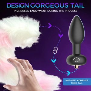 Fox Tail Vibrating Butt Butt Toys Sex Toys Control remoto Juegos de juguetes anal Vibrador con 10 modos Perfectos para parejas de cosplay