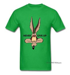 Camisetas de zorro, camisetas de lobo, camiseta verde para hombre, camiseta divertida de Coyote Never Give Up, camisetas con estampado de dibujos animados, ropa de equipo personalizada 3698530