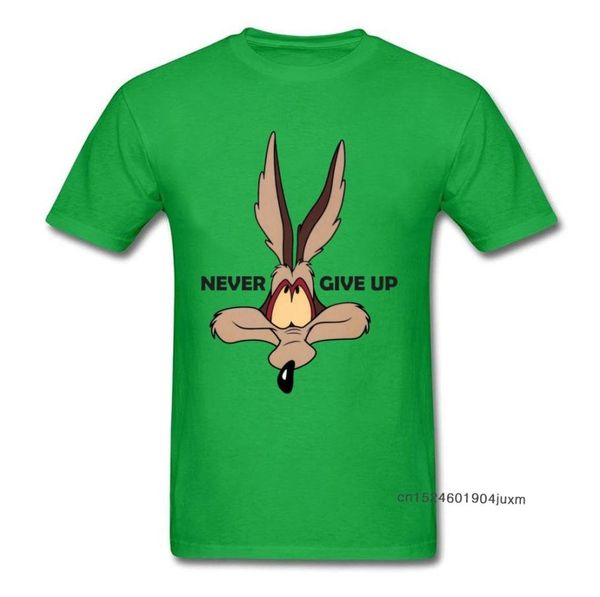 Camisetas de zorro, camisetas de lobo, camiseta verde para hombre, camiseta divertida de Coyote Never Give Up, camisetas con estampado de dibujos animados, ropa de equipo personalizada 1923437