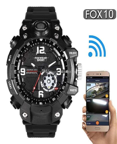 FOX10 Sports extérieur 2K HD Wifi caméra montre à distance caméras sans fil bracelet lumière LED IP67 montre étanche montre intelligente 32G64G2503053