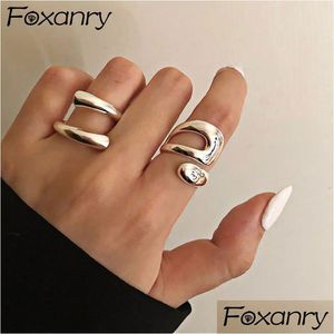 Foxanry Bagues minimalistes pour femmes Mode Creative Creux Irregar Géométrique Fête d'anniversaire Bijoux Dhgarden Otjtt