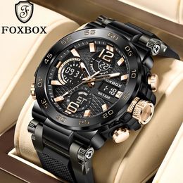 FOXBOX Digital hombres reloj militar impermeable muñeca LED reloj de cuarzo deportes masculino relojes grandes hombre Relogios Masculino 240227