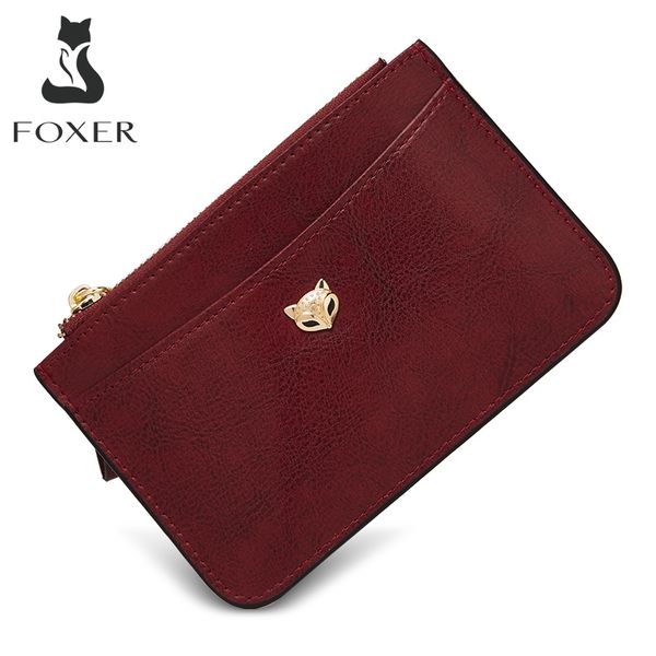 FOXER marque femme pièce paquet fendu en cuir porte-carte femmes portefeuille cadeau pour fille élégante dame courte pochette porte-monnaie étuis à clés