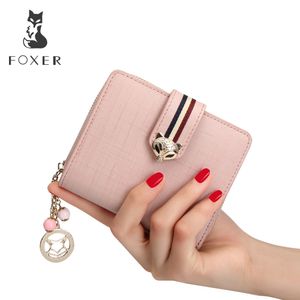 Foxer merk vrouwen koe lederen portefeuilles beroemde ontwerper portemonnee meisje mode hoge kwaliteit korte portemonnee voor femalemx190824