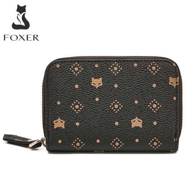 FOXER nouvelle mode femmes luxe PVC cuir porte-monnaie mère petit portefeuille à glissière court couleur unie multi-carte Position embrayage
