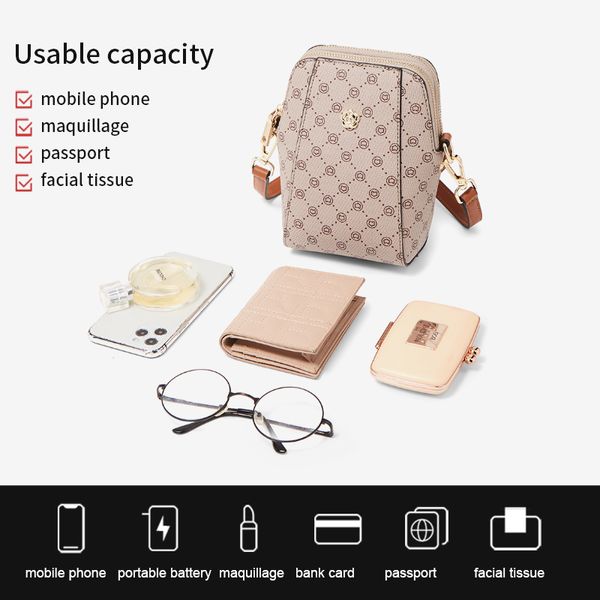 Bolso de teléfono celular de cuero Foxer PVC Bolsos de hombro Vintage Crossbody New Design Girl's Phicle Pocket Lady Lady Mini Messenger Purse