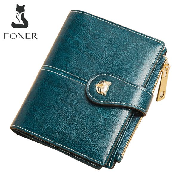 FOXER femmes portefeuilles Standard Mini porte-carte élégant sac d'argent en cuir synthétique fermeture éclair moraillon court portefeuille femme PU porte-monnaie