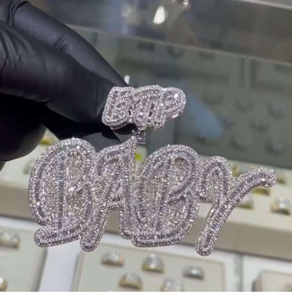 Foxi Jewelry VVS Hip Hop Diamond Jewelry S Sier Men Letter Nom