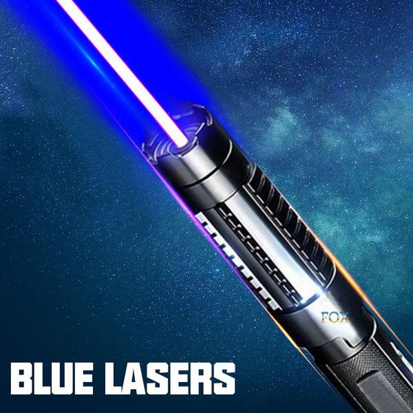 FOXLASERS-linterna láser azul, puntero láser impactante real de 2W, luz láser para exteriores, localizador indicador de mano