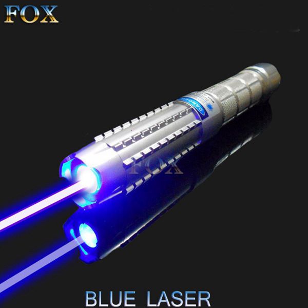 FOXLASERS 3000mW Lampe de poche laser bleue Pointeur laser vert Signal lumineux extérieur de sauvetage nautique de sauvetage 450nm longue distance 532nm