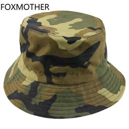 Foxmother New Automne Fashion Camo Gorras Casquette Army Camouflage Green Camouflage Chapeau de pêche Caps Bucket Femmes Mens x220214316V