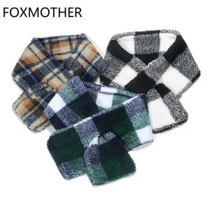 Foxmother Nouvelle Mode Style Britannique En Plein Air Agneau Moelleux Tartan Plaid Collier Boucle Anneau Écharpe pour Femmes Hommes H0923