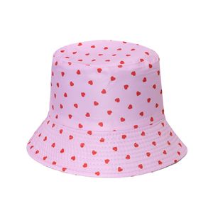 FOXMOTHER Nieuwe zomer Panama Caps Pink Love Heart Bucket Hats voor Dames Dames 2023