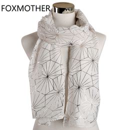 Foxmother Winter Black White Web Plaid Folie Goud Hijab Glitter Sjaal Metalen Wrap Echarpe Pashmina Sjaal Dames 2021