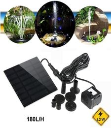 Foxnovo 7V 12W 180lh Possibilité de puissance solaire Pompe aquarium Fountain Pool Jardin Pond Pompe submersible Black Y2009178518264