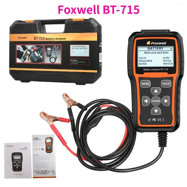 Foxwell BT715 CAR BATTERY Analyzer 12V 24V AGM / EFB Plate plate Tester Multi-langage remplacé BT-705