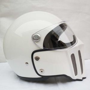 DOT FPR casco de motocicleta de cara completa con montura de máscara de fibra de vidrio para moto de cross Cafe racer casco personalizado motocross ciclismo chopper cruiser