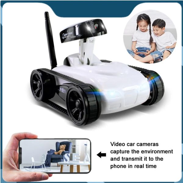 FPV WIFI RC voiture qualité en temps réel Mini caméra HD vidéo télécommande Robot réservoir Intelligent IOS Anroid APP jouets sans fil 240118