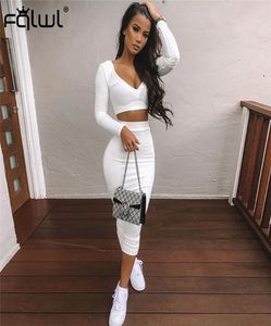 FQLWL Casual Dos piezas Set Summer Kandits Women Women White White Sexy Bodycon Dress Long Wrap Party Maxi Vestidos 2009212666306