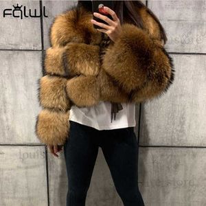 FQLWL hiver épais chaud doux fausse fourrure manteau femmes à manches longues récolte veste manteau femme marron recadrée fausse fourrure manteau décontracté 2021 nouveau T230808