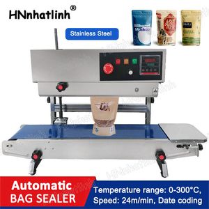 FR-900 Semi-automatische verticale plastic zak Aluminiumfolie Kraft-papieren zak Zakje Sachet Continue smeltlasmachine Bandsealer Datumcodering Printer Batchnummer