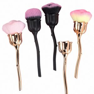 fr Brosse à ongles pour manucure Rose Nail Art Brosse Accessoires pour ongles Outils populaires ronds Petits vernis à gel Brosses de nettoyage de la poussière 92wX #