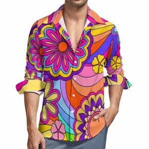 Fr Power Chemise inspirée Automne Groovy Hippy Rétro Chemises décontractées Fi Blouses Lg Manches Design Street Style Plus Taille h5Dw #