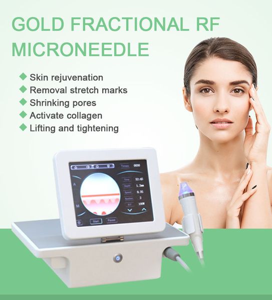 Fractional Golden RF Microneedle Microneedling Machine Radio Fréquence Micro Aiguille outils de soins de la peau anti-acné Vergetures Enlèvement de l'acné Équipement de beauté du visage