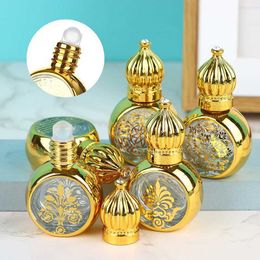 Parfum 10 ml Mini d'huile essentielle Cylindre Golden Crown Perfume Bouteille Porable Voyage électrique Verre vide Y240503