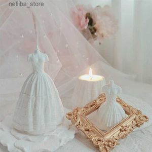 Parfum à la main le style de mariage en plâtre de bougies parfumées robe de mariée nuptiale arôme de bougie cadeau de soja naturel ornements de parfum de parfum l410 l410