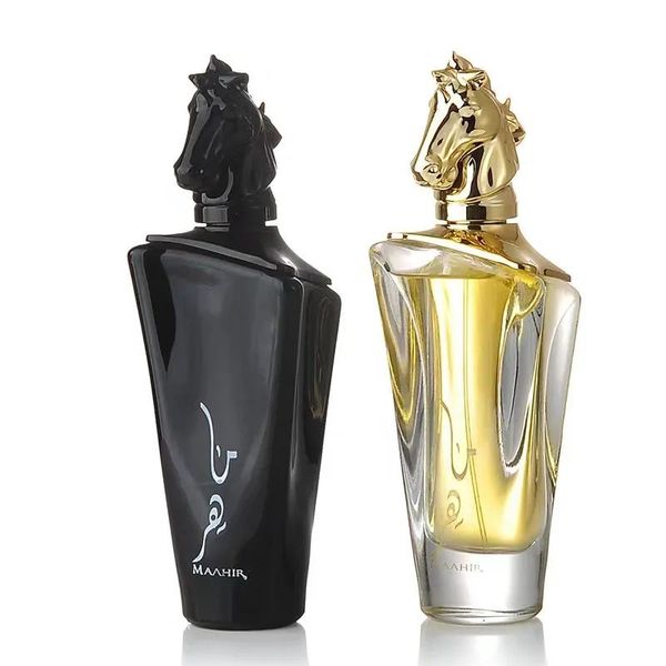 Parfum offre spéciale hommes arabes parfum bouteille en verre vaporisateur MAAHIR tête de cheval exquis coffret cadeau parfum 100 ml livraison rapide