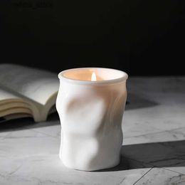 Parfum de tasse de porcelaine blanche irrégulière arôme de bougie à l'huile essentielle encens sans fumée Ornement de parfum de maison décoration de chambre à la maison l410