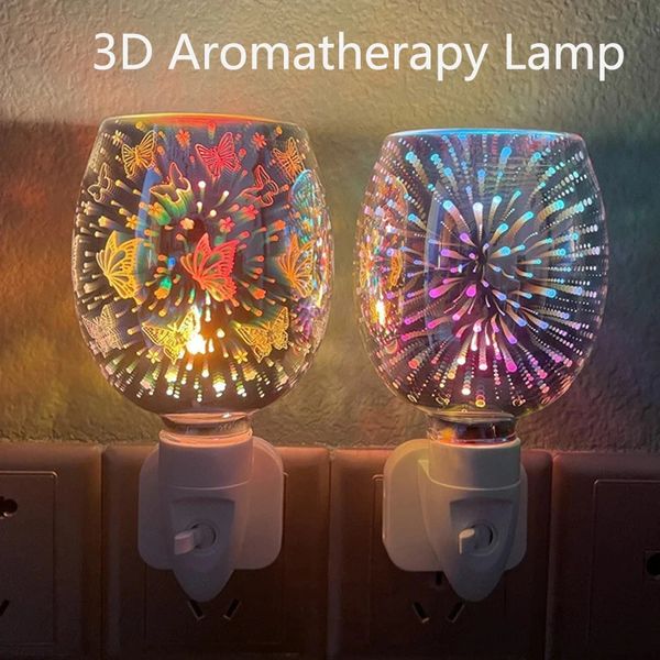 Lámparas de fragancia Lámpara de aromaterapia 3D Enchufe LED Luz colorida Aroma Difusor Fragancia Eléctrica Melt Warmer Regalos para amigos 231212