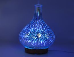 Lampes à parfums 3D Fireworks Glass Humidificateur coloré LED Gradient Night Aromatherapy Machine Ménage Huile essentielle Diffu1134697