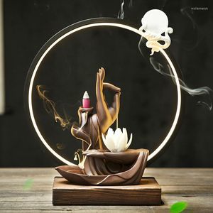Lampes à parfum bouddha main en céramique reflux brûleur d'encens fumée porte-cascade Lotus bâtons pour la décoration intérieure cadeaux de l'année