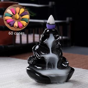 Lámparas de fragancia Quemador de incienso de cerámica Soporte de cascada de humo Quemadores de palo de reflujo Decoración Muebles para el hogar Salón de Buda Regalo creativo